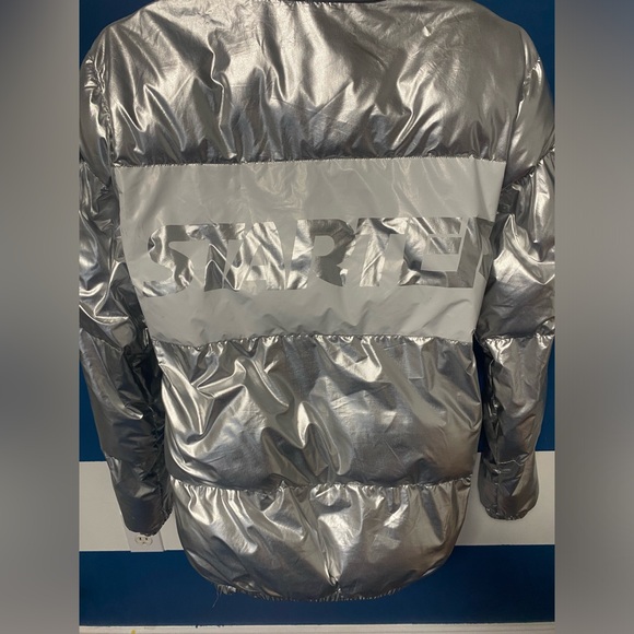 Starter Black Label silver hooded puffer jacket XS - Picture 2 of 4